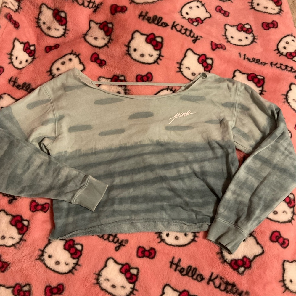 Off the shoulder backless PINK/VS cropped sweater SUPERR SOFT